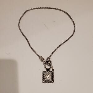 Brighton retired vintage toggle chain necklace basket weave pendant necklace